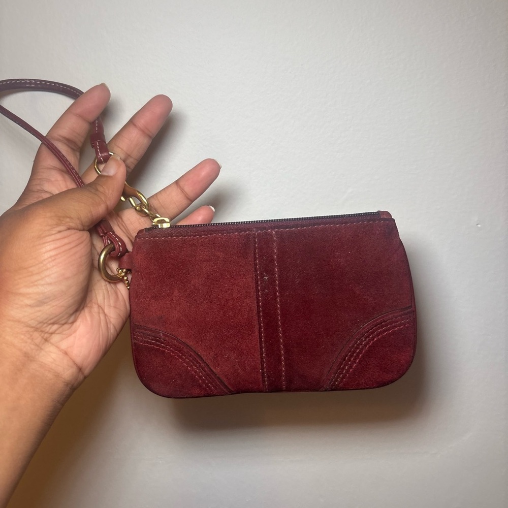 Coach Red Leather Wristlet Clutch